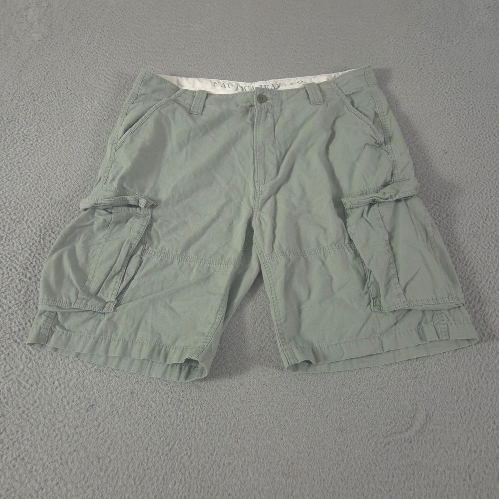 Nautica Shorts Mens 36 Sage Cotton Ripstop Multi-Pocket Cargo Hiking Utility